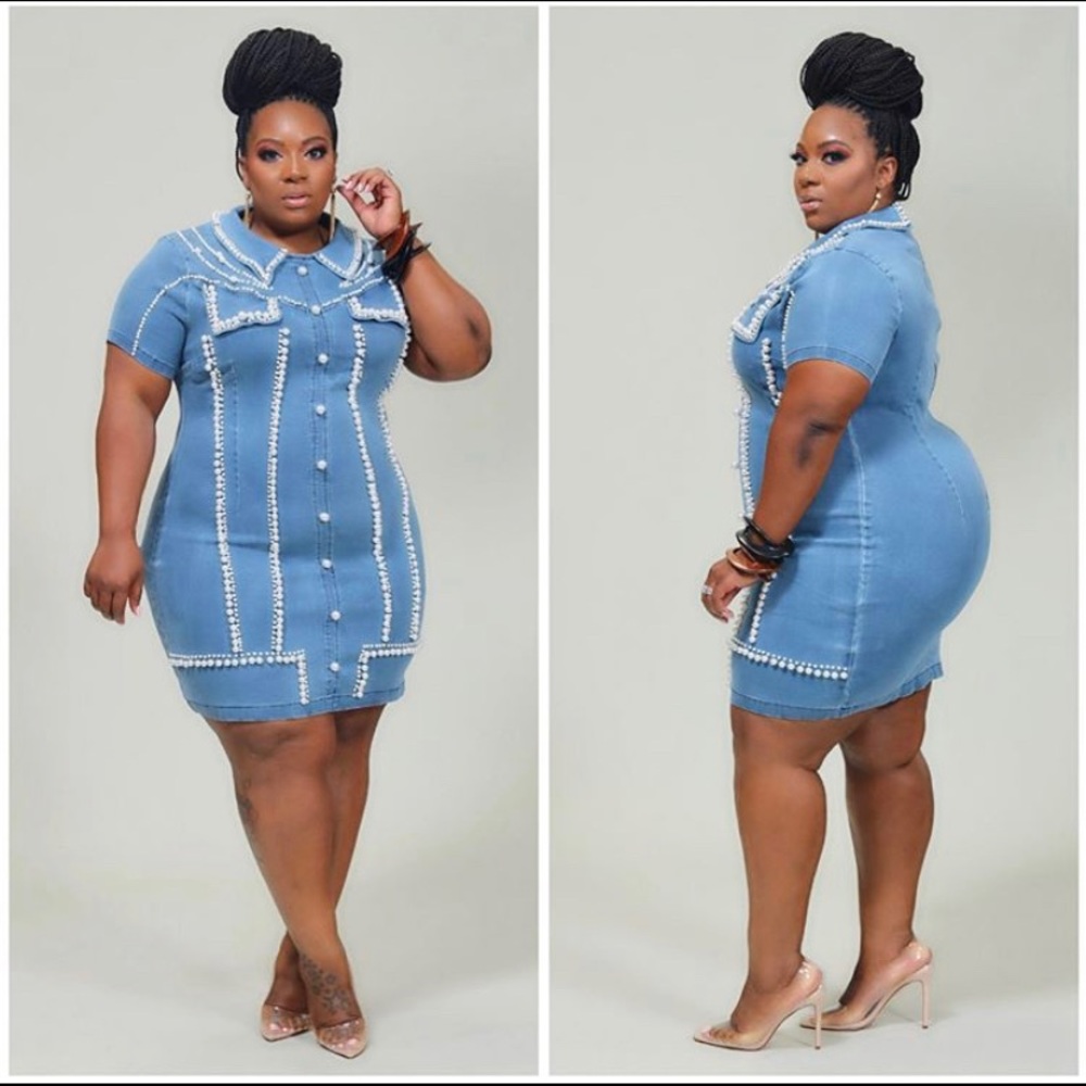 Denim & pearls dress